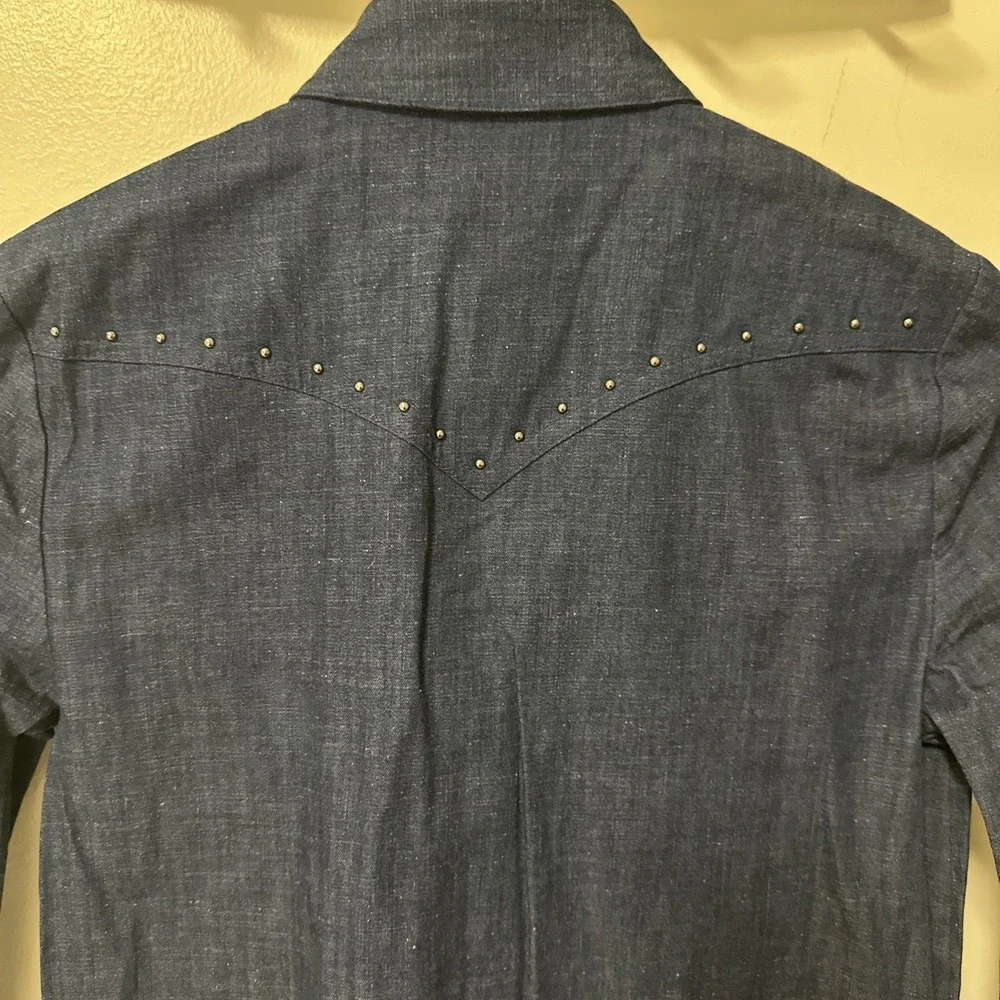 Kate Spade Women XXS Floral Embroidered Chambray‎ L/S Shirt Blue Denim Western